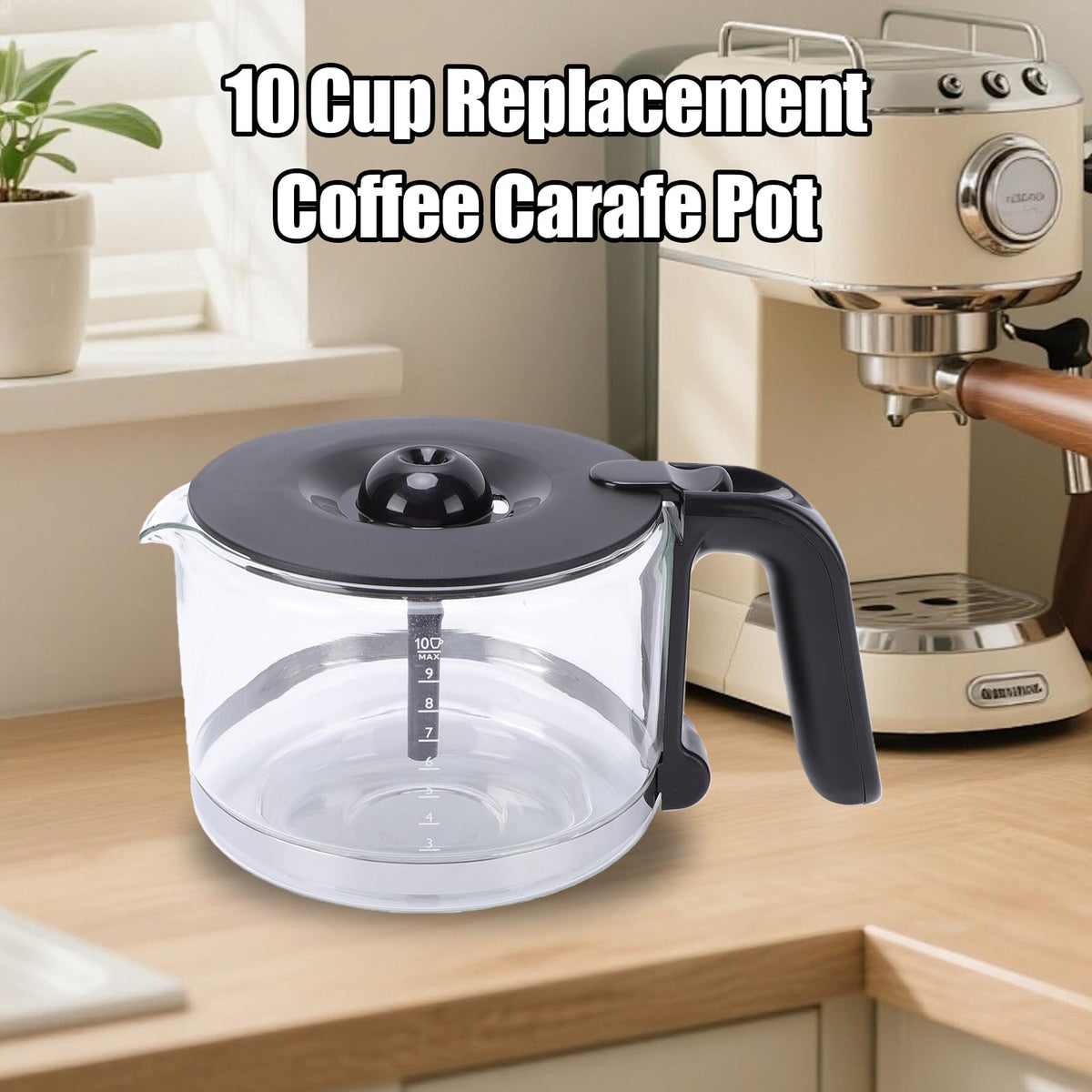 BAFOVY Replacement Coffee Carafe Pot, 10 Cup 1.5L Explosion Proof Borosilicate Glass with Heat Proof Handle for Coffee Maker Machine Brewer