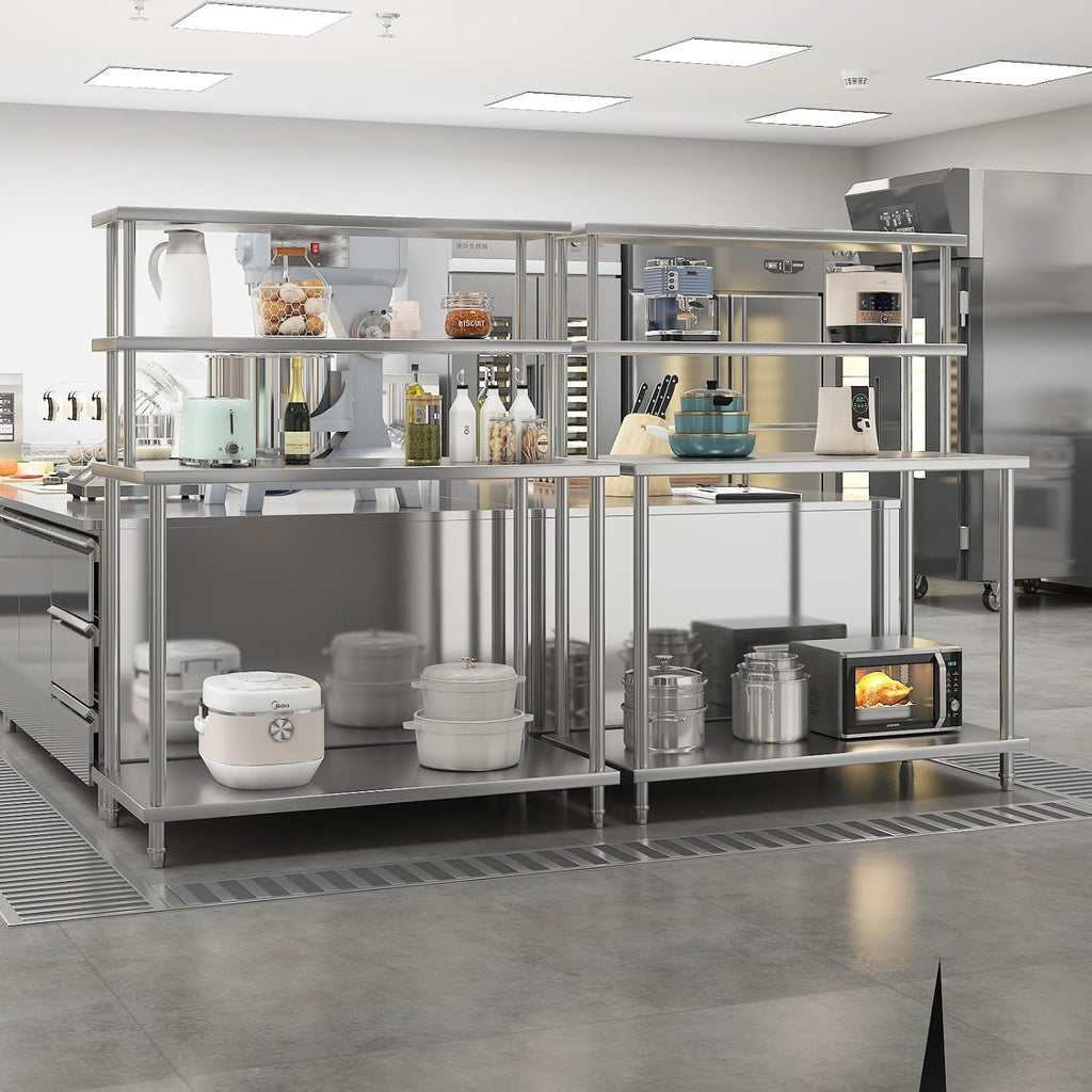 48x24in Stainless Steel Kitchen Prep Table with Shelves