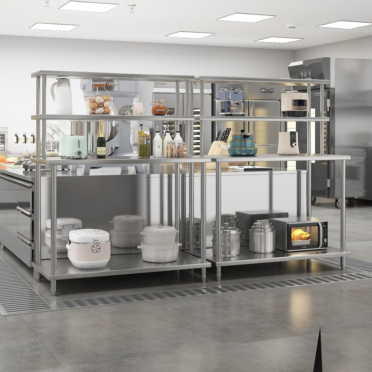 48x24in Stainless Steel Kitchen Prep Table with Shelves