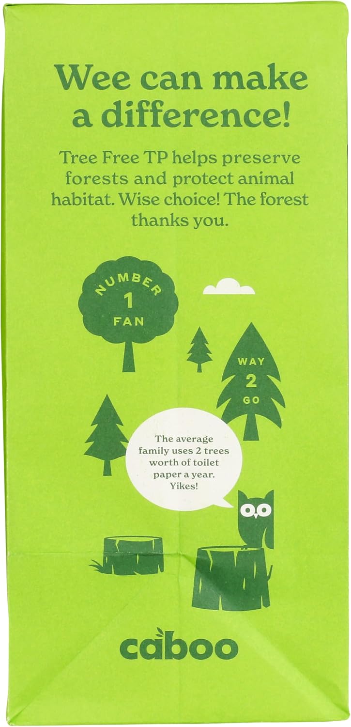 Tree Free Toilet Paper, Septic Safe Bath Tissue, Quick Dissolving 2 Ply Sheets - 300 Sheets Per Roll, 4 Double Rolls