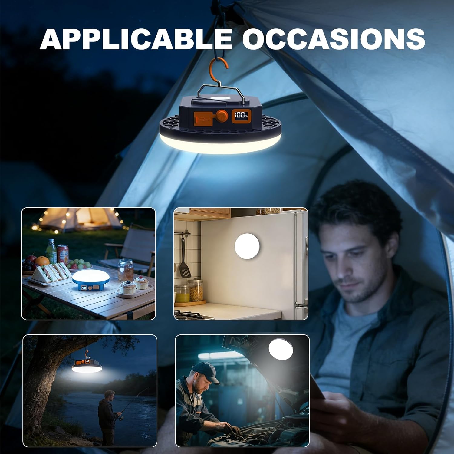 10000mAh 4000LM Flashlight Portable LED Camping Lantern Rechargeable Light 30W with Digital Display and Magnet , IPX5