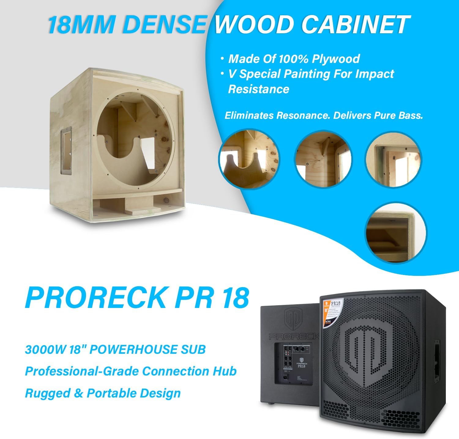 3500W P.M.P.O 18 inch Active Powered Subwoofer with 15 Inch DSP PA Speaker/Stage Monitor for DJ, Live