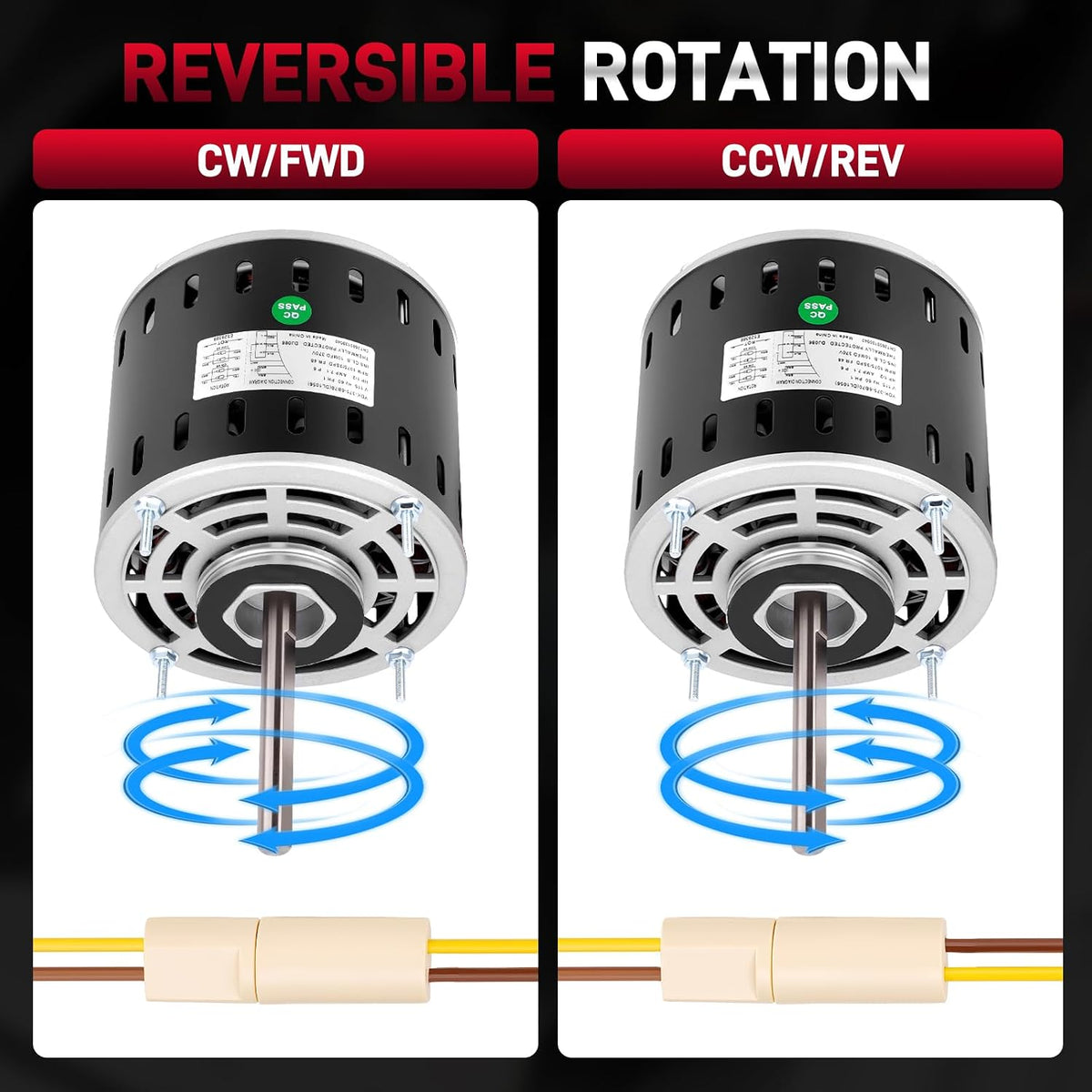 DL1056 Blower Fan Motor 1/2HP, 1075RPM, 3Speed, 115V, 48Frame Compatible with A.O.Smith/Century Fasco Emerson Franklin Dayton Carrier Fedders Marathon Protech, Sleeve Bearing Direct Drive Blower Motor