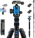 81" Tripod for Camera Phone, 83" Aluminum Camera Tripod Monopod | Tall DSLR Tripod with 360°Ball Head, Heavy Duty