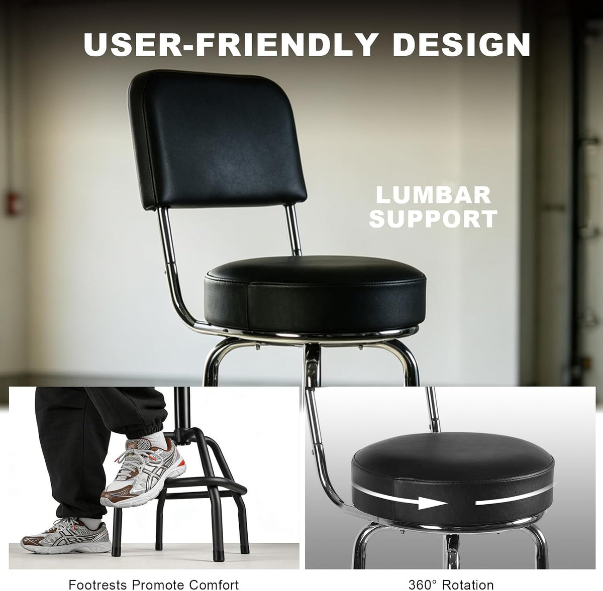 Swivel Bar Stool with Backrest