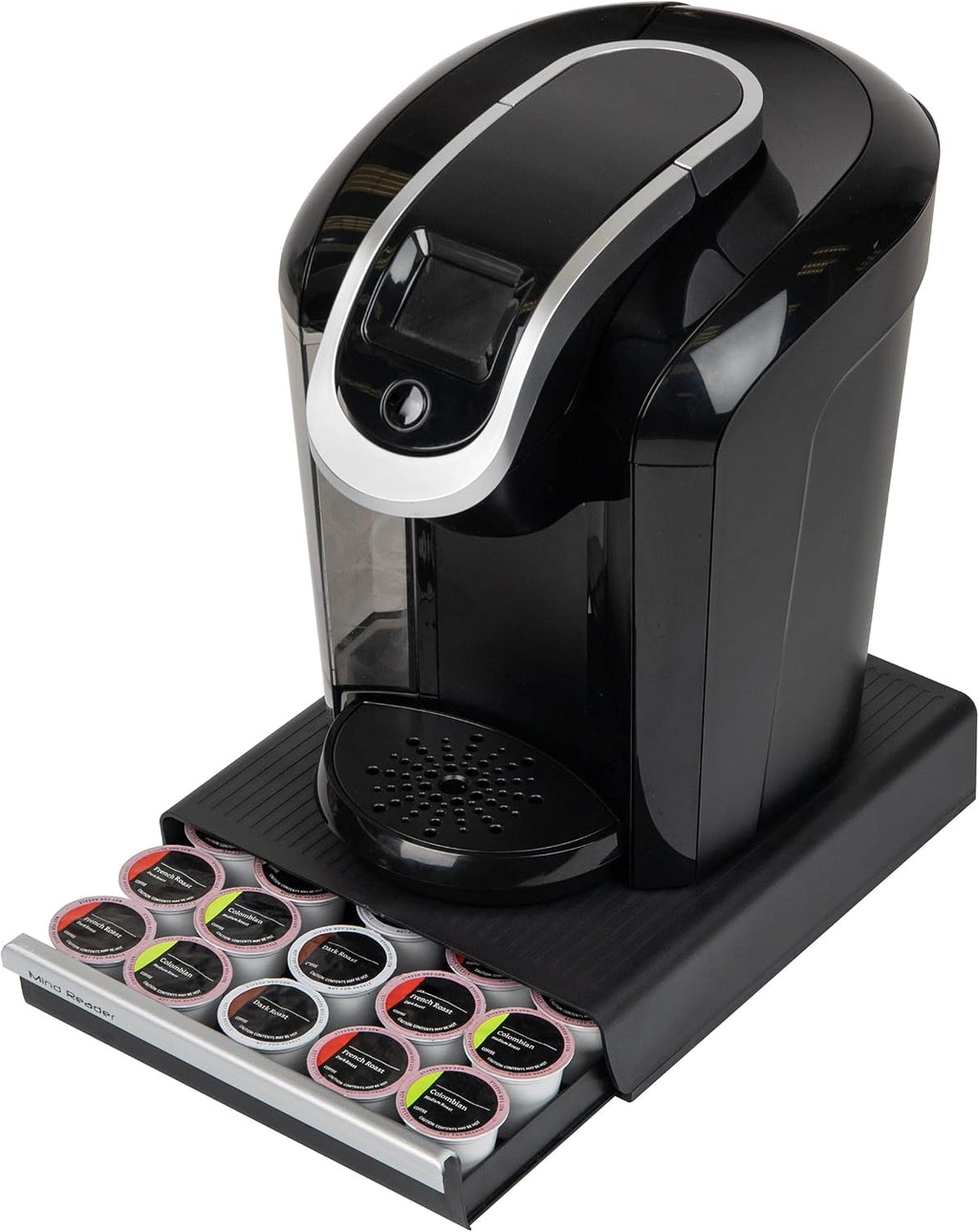 Single Serve Coffee Pod Drawer, 30 Pod Capacity, Countertop Organizer, 10.5"L x 12.75"W x 2.5"H, Black