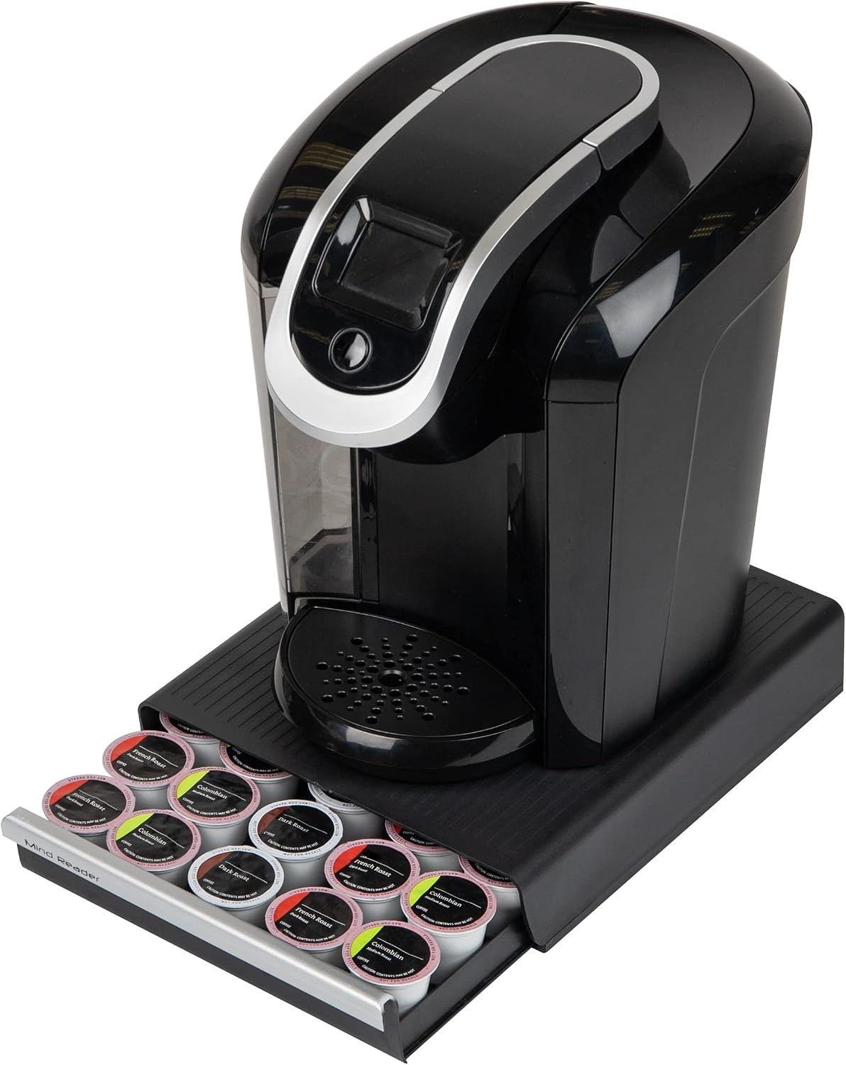 Single Serve Coffee Pod Drawer, 30 Pod Capacity, Countertop Organizer, 10.5"L x 12.75"W x 2.5"H, Black