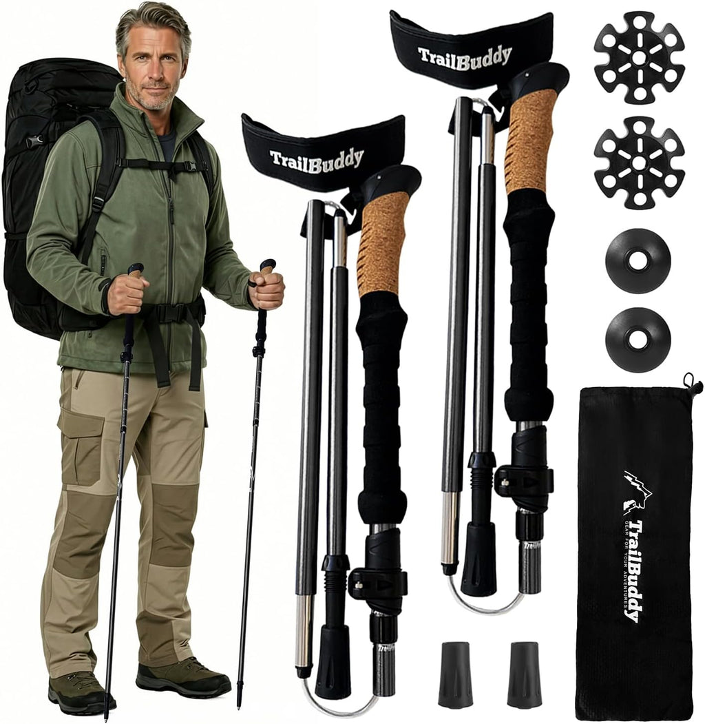 Trekking Poles – Lightweight 7075 Aluminum Hiking Poles for Women, Men & Seniors – Collapsible Walking Sticks for