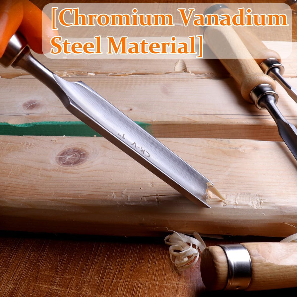 Wood Chisel Set for Woodworking, 4 pcs Professional Wood Carving Chisel Tool Carpenter Gouge CR-V Steel Semi-Circular