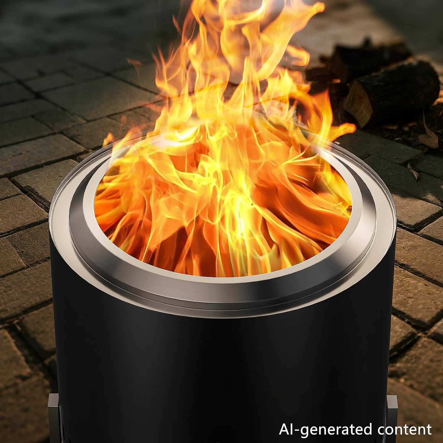 19.5 inch Stainless Steel Smokeless Fire Pit with Tote Bag