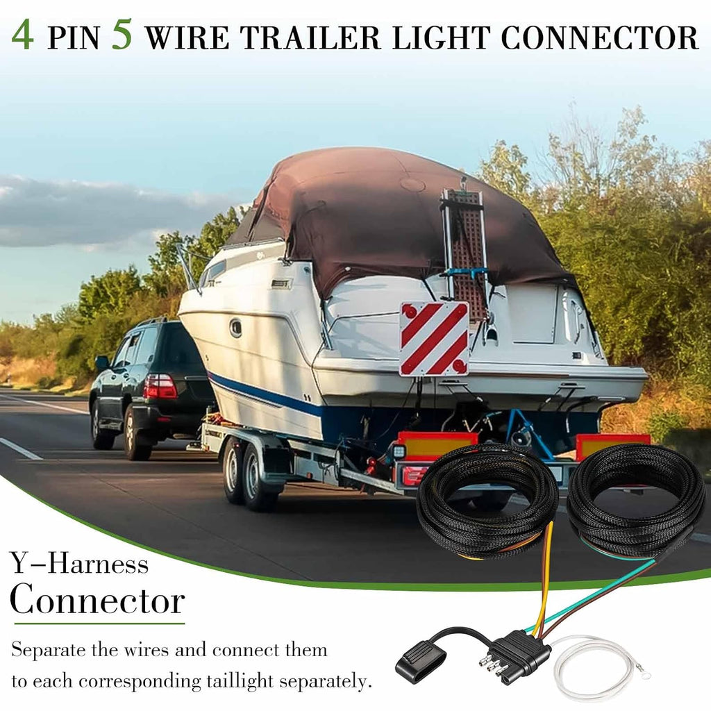 25FT 4 Pin 5 Wire Trailer Wiring Harness Kit, 18 AWG