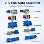 UPC-LC SC FC Fiber Optic Adapter/Coupler Kit 10Pc - Adjustable Storage Box