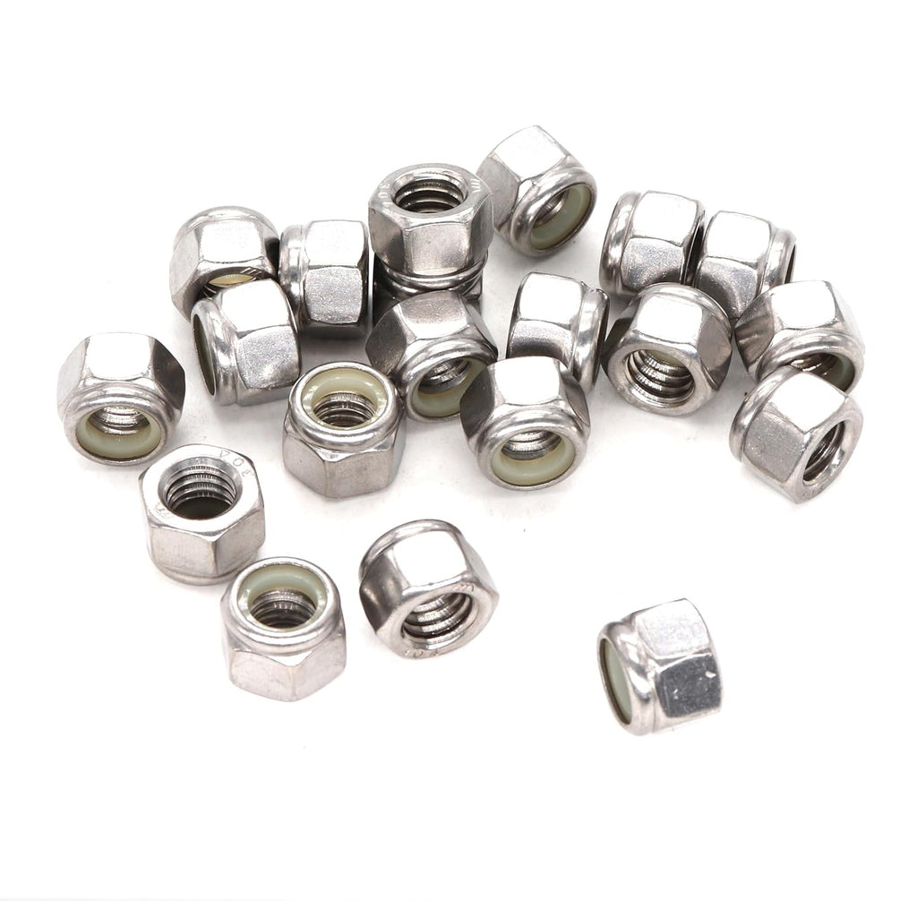 20PCS 5/16-18 Nylon Inserted Self Locking Nuts - Stainless Steel Silver Tone, 5/16" Nylock Nuts for Furniture, Tools, Handle