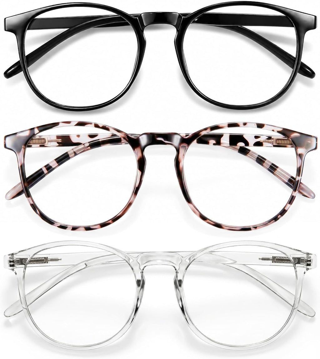 Blue Light Blocking Glasses for Women - 3 Pack | Blue Light & UV Protection, Round Frames, Screen-Ready Style, Chic &