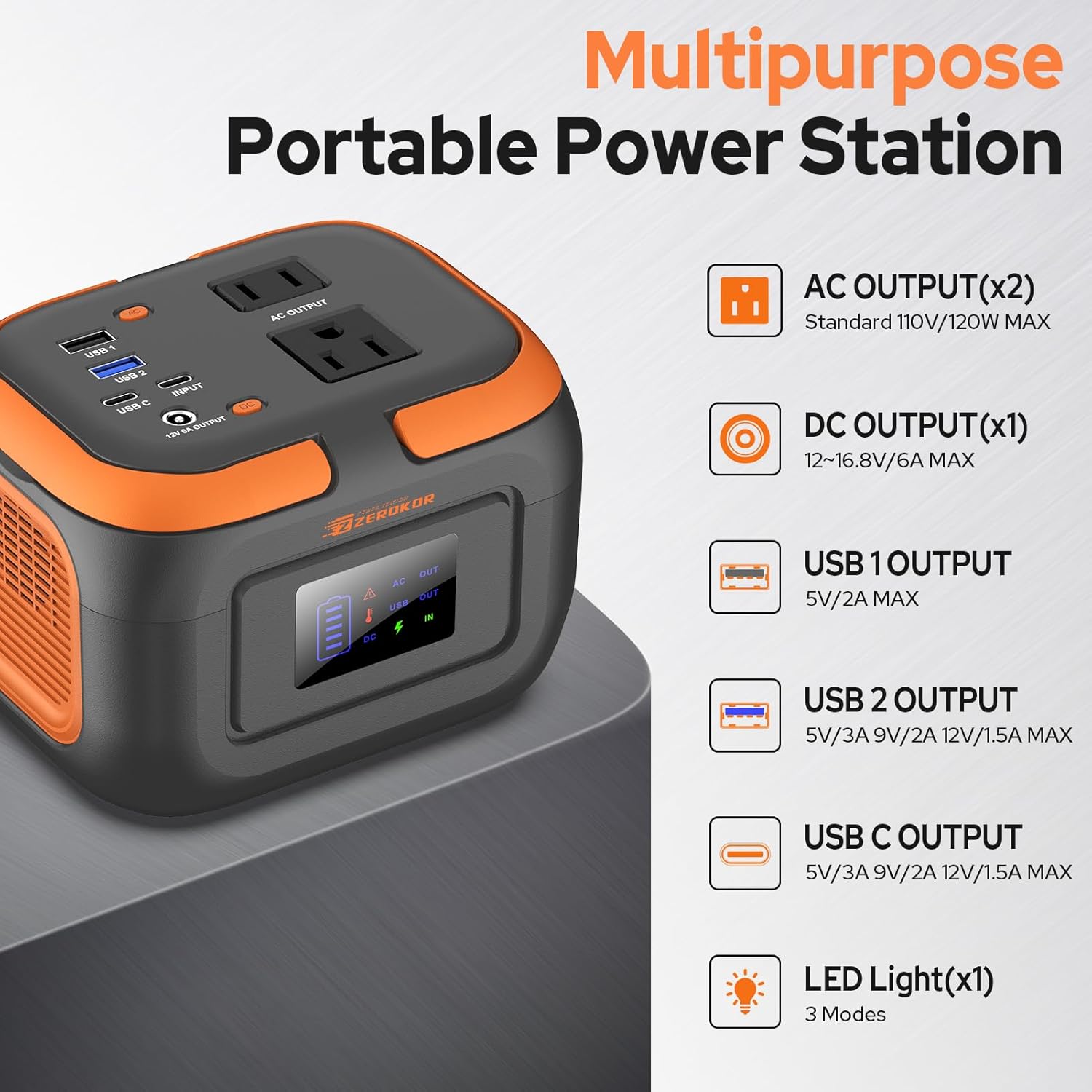 Portable Power Station 120W, Power Bank with AC Outlet, Portable Generator 97.6Wh External Battery Power Pack with