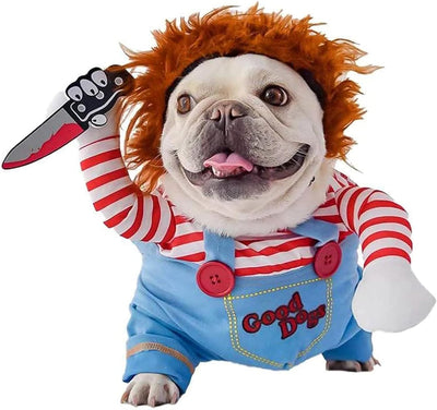 Deadly Doll Pet Costume, Funny Dog Cosplay Halloween Costume, Cute Clothes for Small to Large Dogs & Cats, Puppy