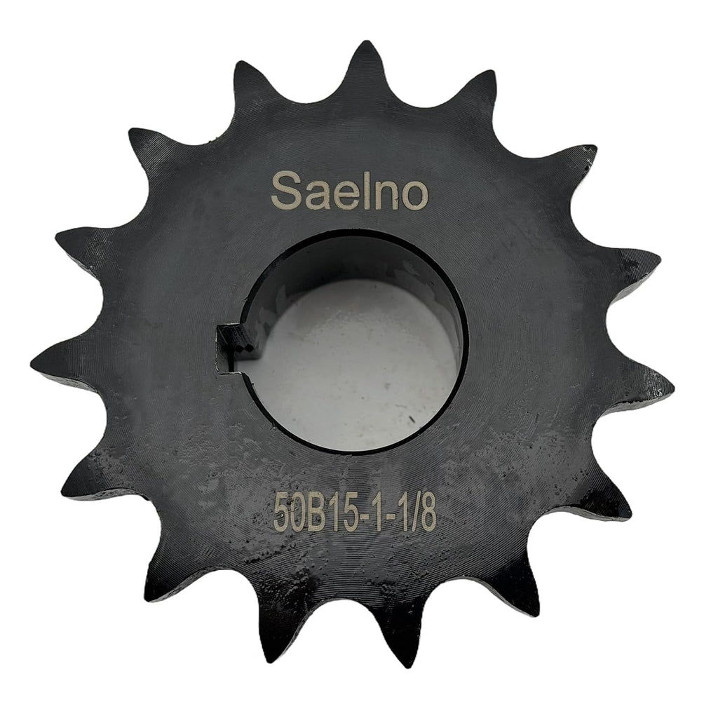 #50 Roller Chain Sprocket Type B 1 1/8 inch Bore 15 Tooth, Hardened Antirust 1045 Steel Drive Sprockets 50B15-1 1/8