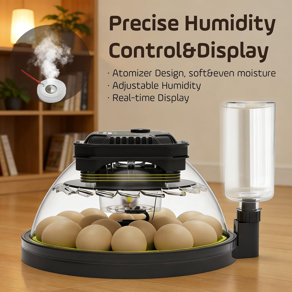 Egg Incubator with Auto Egg Turner and Lock 3Days Before Hatch,Temperature and Humidity Automatic Control with Day