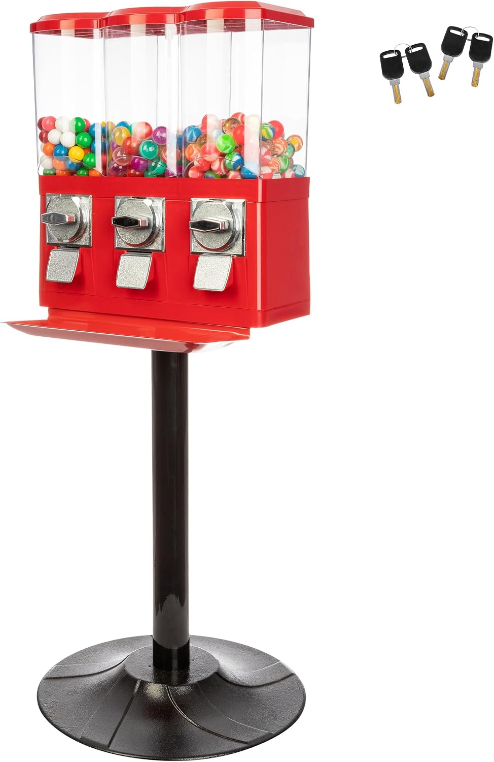 Popcorn 3 Compartment Gumball Machine, Red