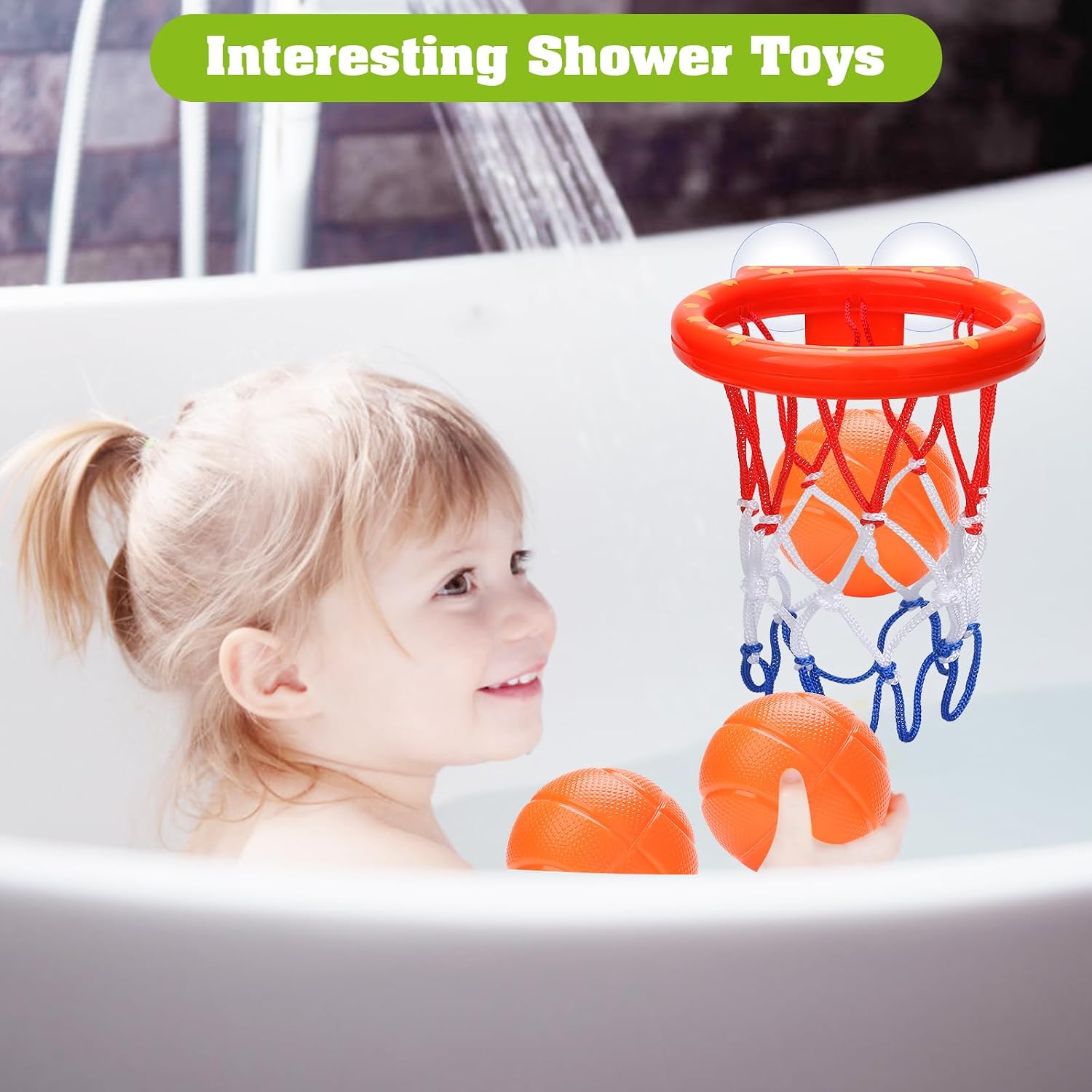 Bath Toys - Bathtub Basketball Hoop for Kids Toddlers - Bath Toys Shower Toys for Kids Ages 4-8,Suction Cup