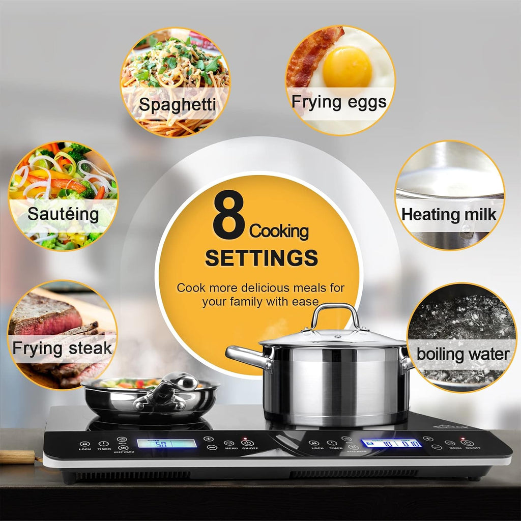 LCD Portable Double Induction Cooktop 1800W Countertop Burner 9620LS