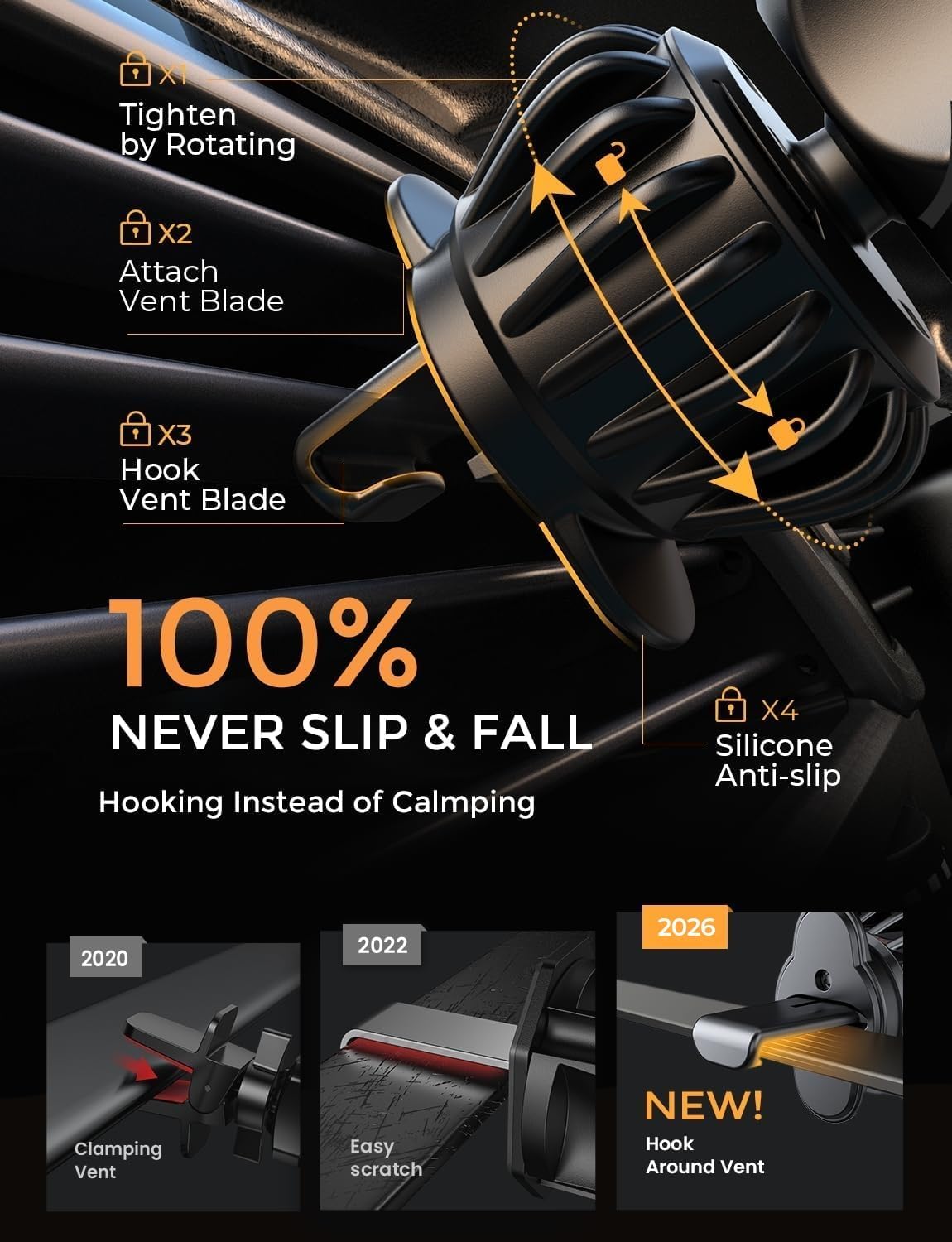 Car Vent Phone Mount Holder for iPhone 17 Pro Max Car Mount [Drop-in Grip] Phone Holders for Your Car Air Vent