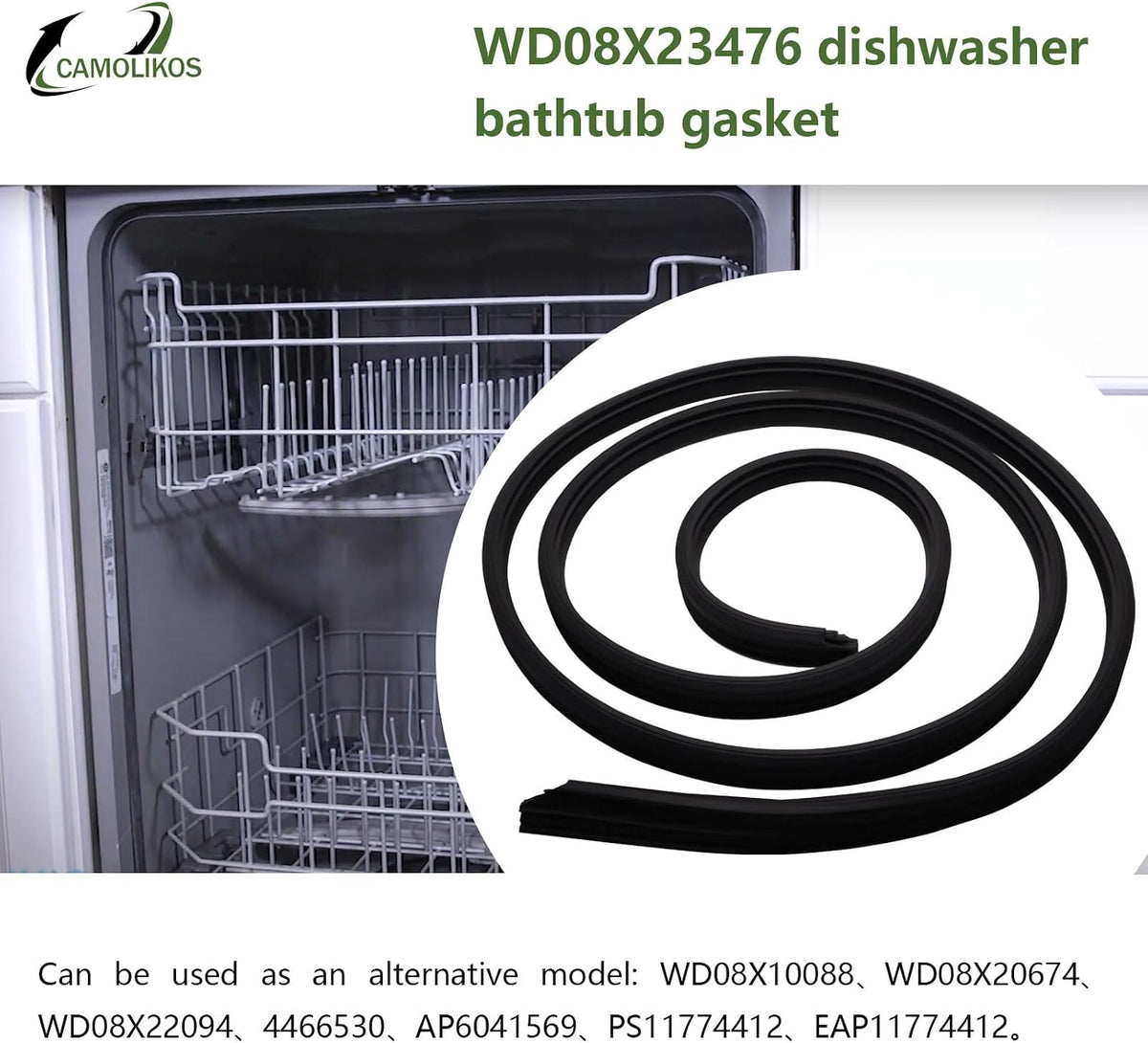 WD08X23476 Dishwasher Door Seal Replacement for GE, Hotpoint - Replaces AP6041569, WD08X22094, WD08X10088, WD08X20674, PS11774412
