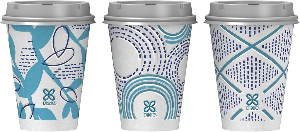 To Go Disposable Paper Cups with Leak-Resistant Lids, 12 oz, 60 Count