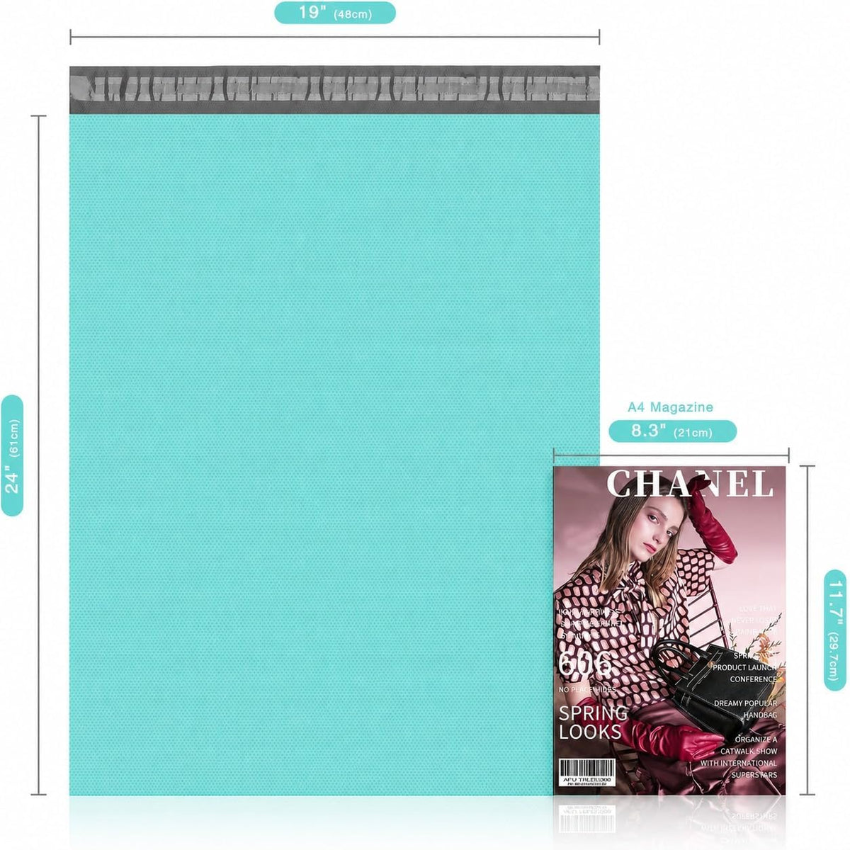 Poly Mailers 19x24" 50 Pcs,Large Shipping Bags Embossed Dots Teal