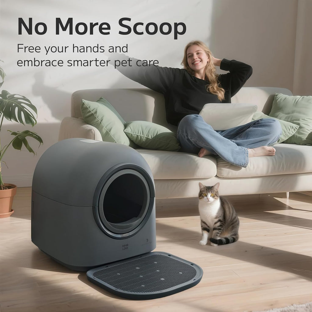 L2 Automatic Self Cleaning Litter Box Smart Robot Odor Control Litter Box,Safety Sensors Anti-Pinch,with APP Control