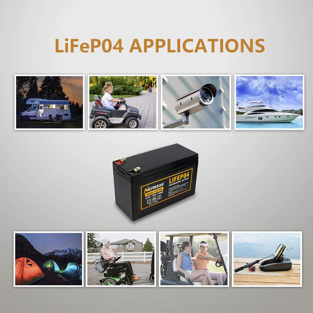 2 Pack 12V 10Ah Lithium Ion LiFePO4 Deep Cycle Battery, 2000+ Cycles Rechargeable Battery for Solar/Wind Power