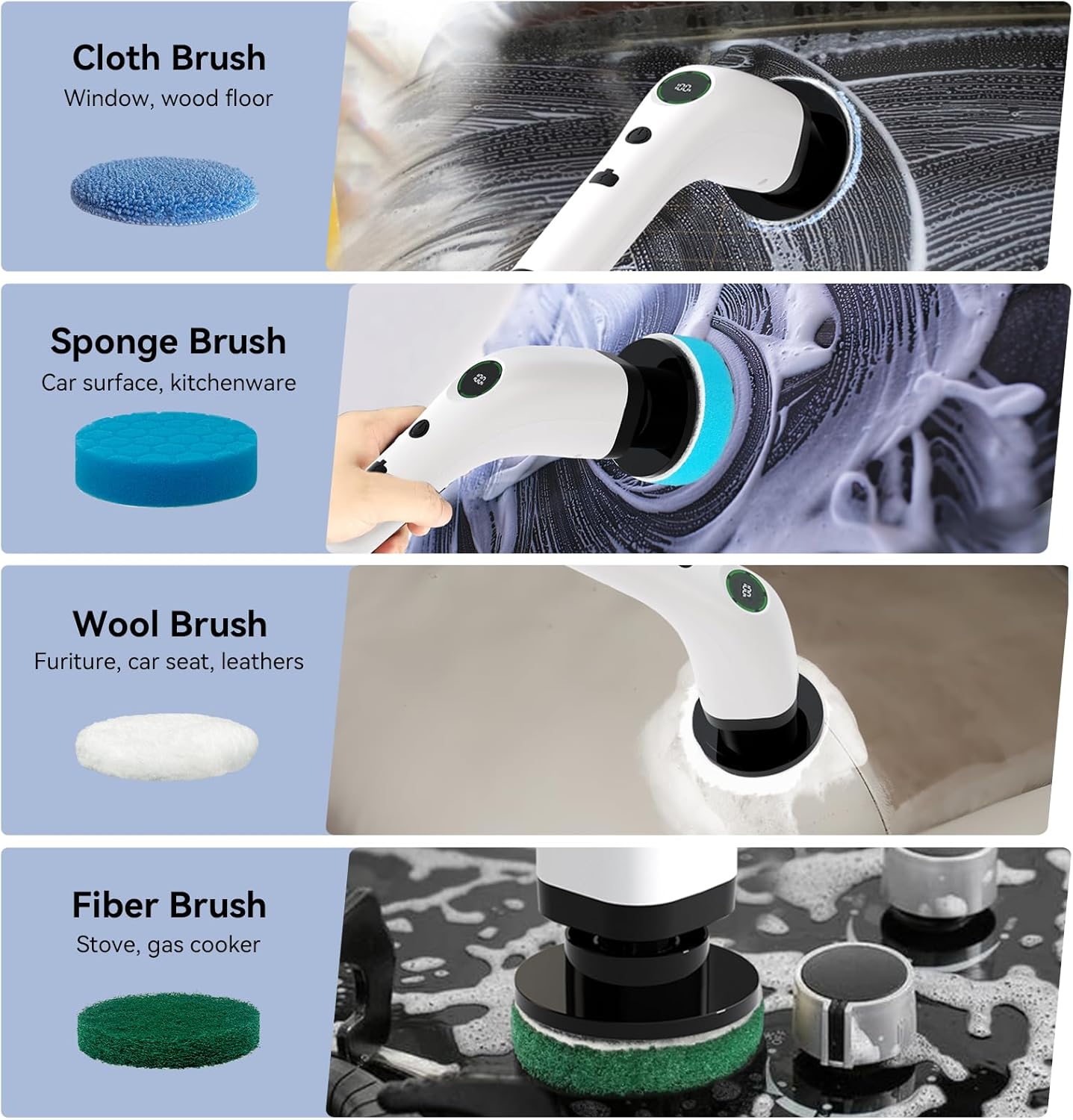 Electric Bathroom Cleaning Brush, Cordless Spin Scrubber Full Body Waterproof IPX7 with Adjustable Handle, 8