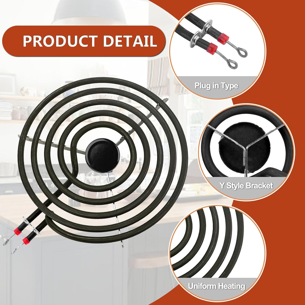 W10196405 W10196406 Electric Stove Burner Drip Pans & MP22YA Electric Range Burner Element Unit Set by Cenipar-Compatible with Whirl-pool Ken-more Ama-na Range Oven/Stove