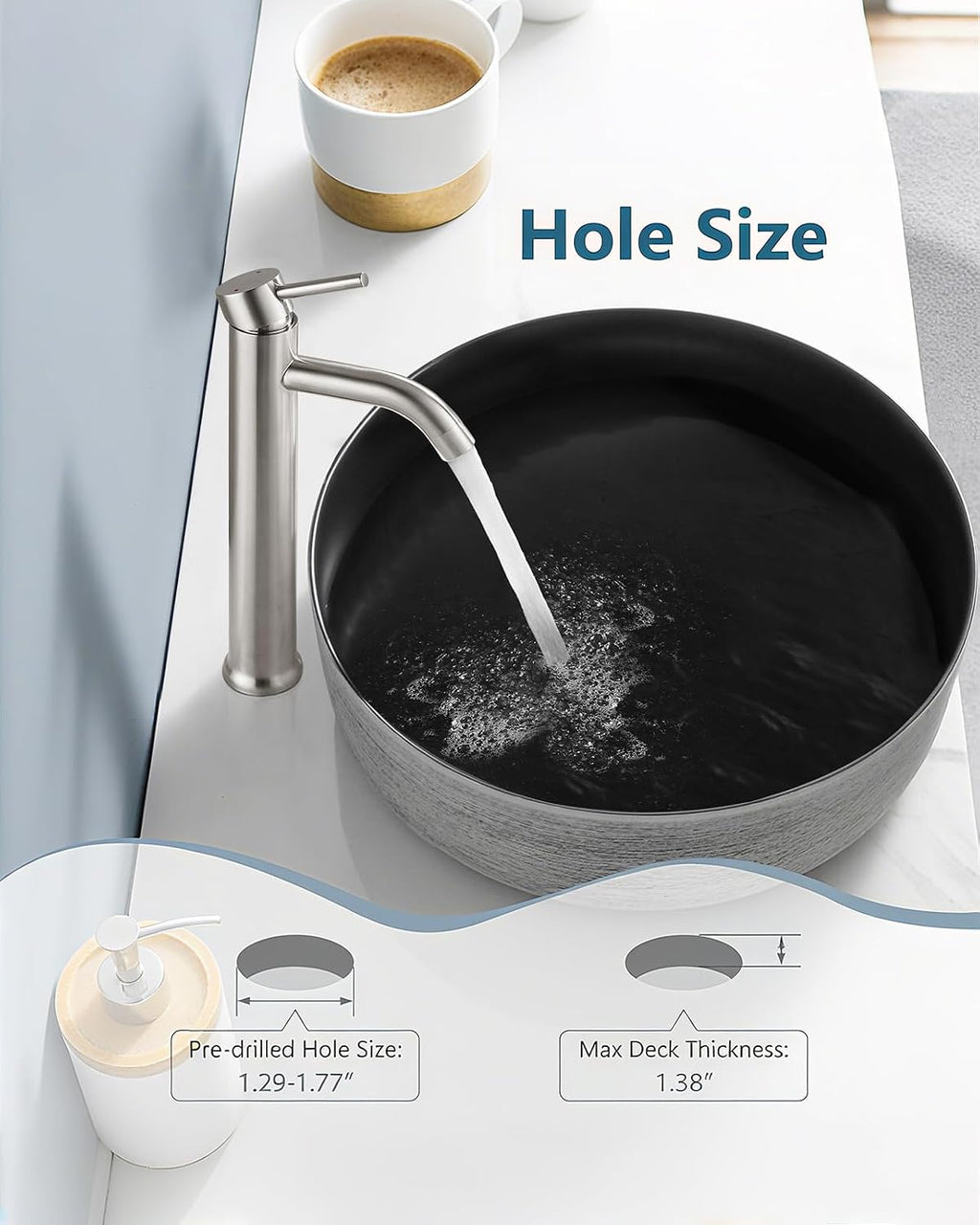 Brushed Nickel Vessel Sink Faucet Tall Bathroom Faucet
