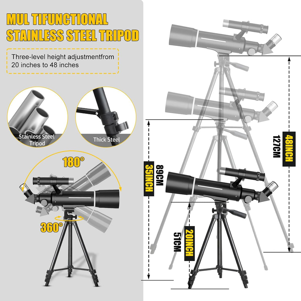 Telescope, Telescope for Kids & Adults, 70mm Aperture 500mm Refractor Telescopes for Astronomy Beginners with Tripod