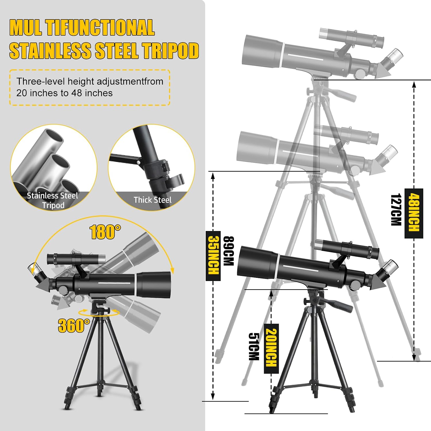 Telescope, Telescope for Kids & Adults, 70mm Aperture 500mm Refractor Telescopes for Astronomy Beginners with Tripod