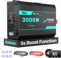 3000W Pure Sine Wave Inverter, 12V to 110V, 6000W Surge, LCD Remote | 5s Boost Function, GFCI Protection, 94%