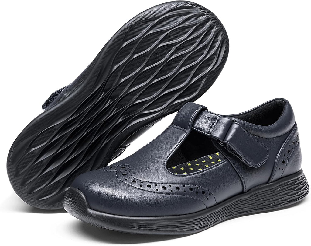 Girls Mary Jane School Uniform Shoes | Lightweight T-Strap dress shoes,breathable lining,arch support oxford flats