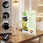 8.5x11 Acrylic Sign Holder,Clear Table Display Stand,2 Pack | Vertical T Shape Plastic Menu Holder with Double-Sided