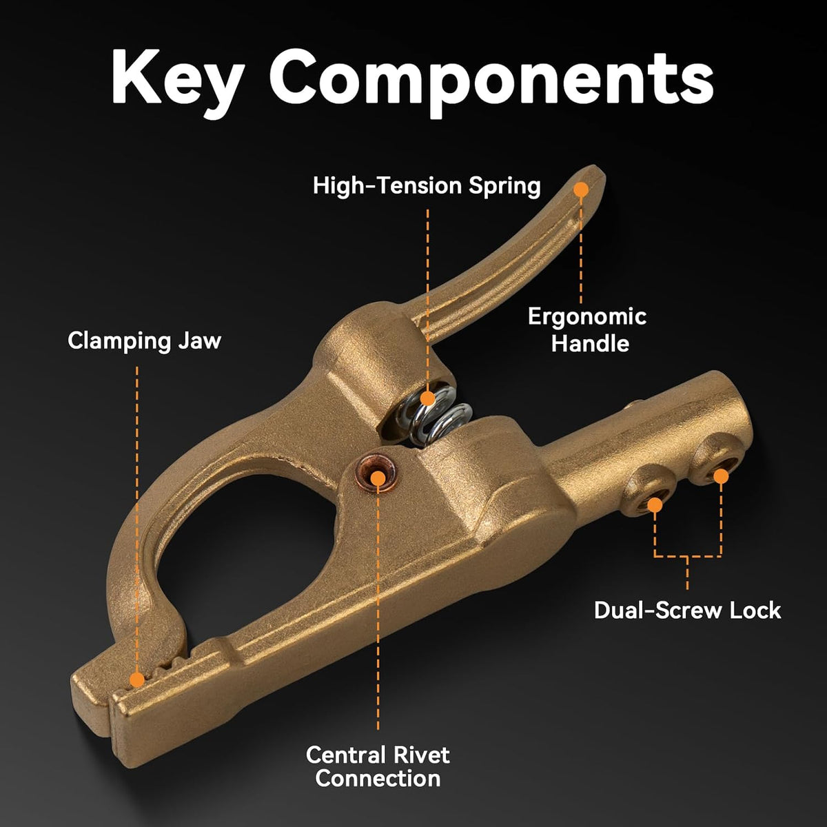 300 Amp Brass Welding Ground Clamp, Heavy Duty Clamp for Welders