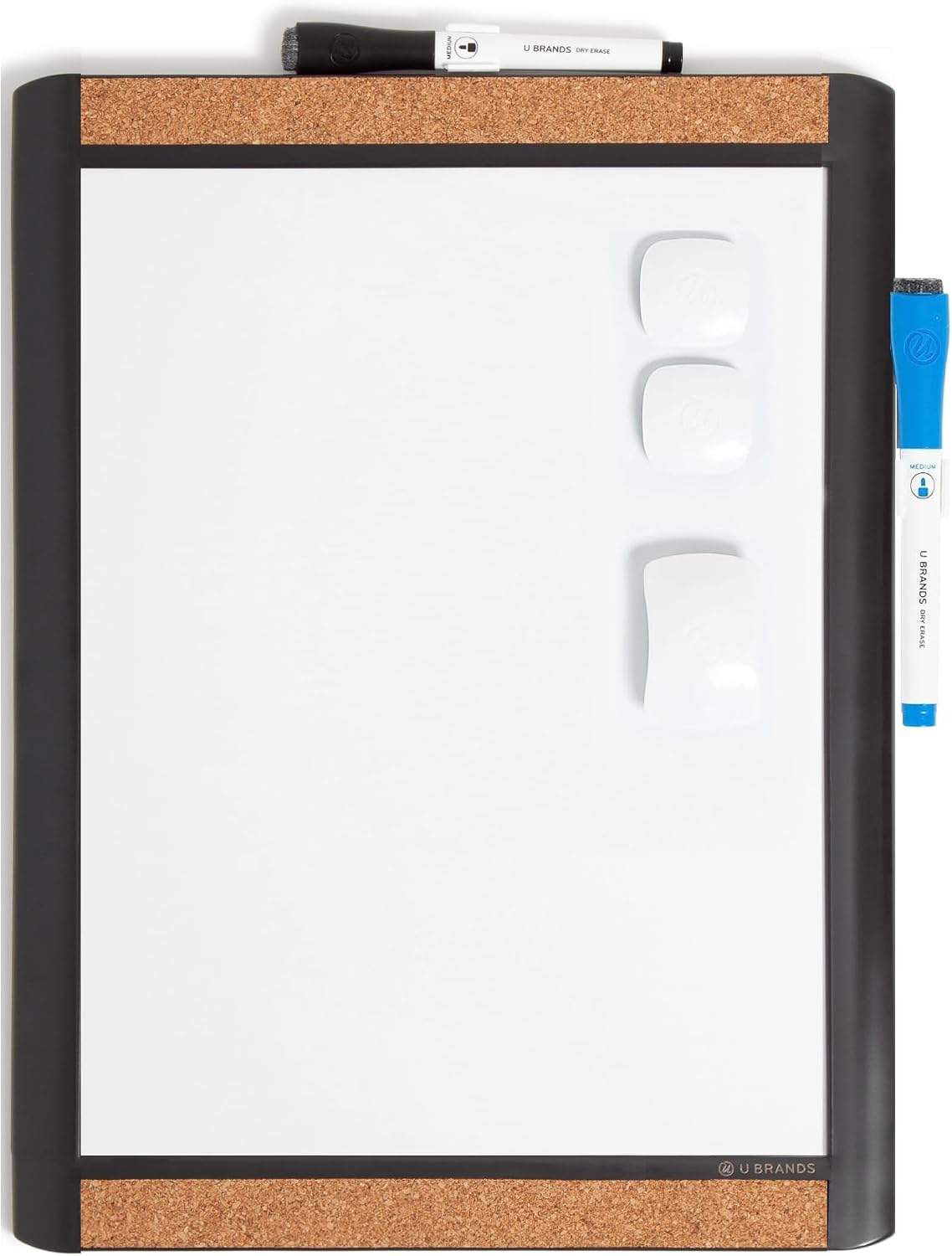 Contempo Magnetic Dry Erase Board, PINIT White Board, 11" x 14" Inches, White Plastic Frame Includes Markers