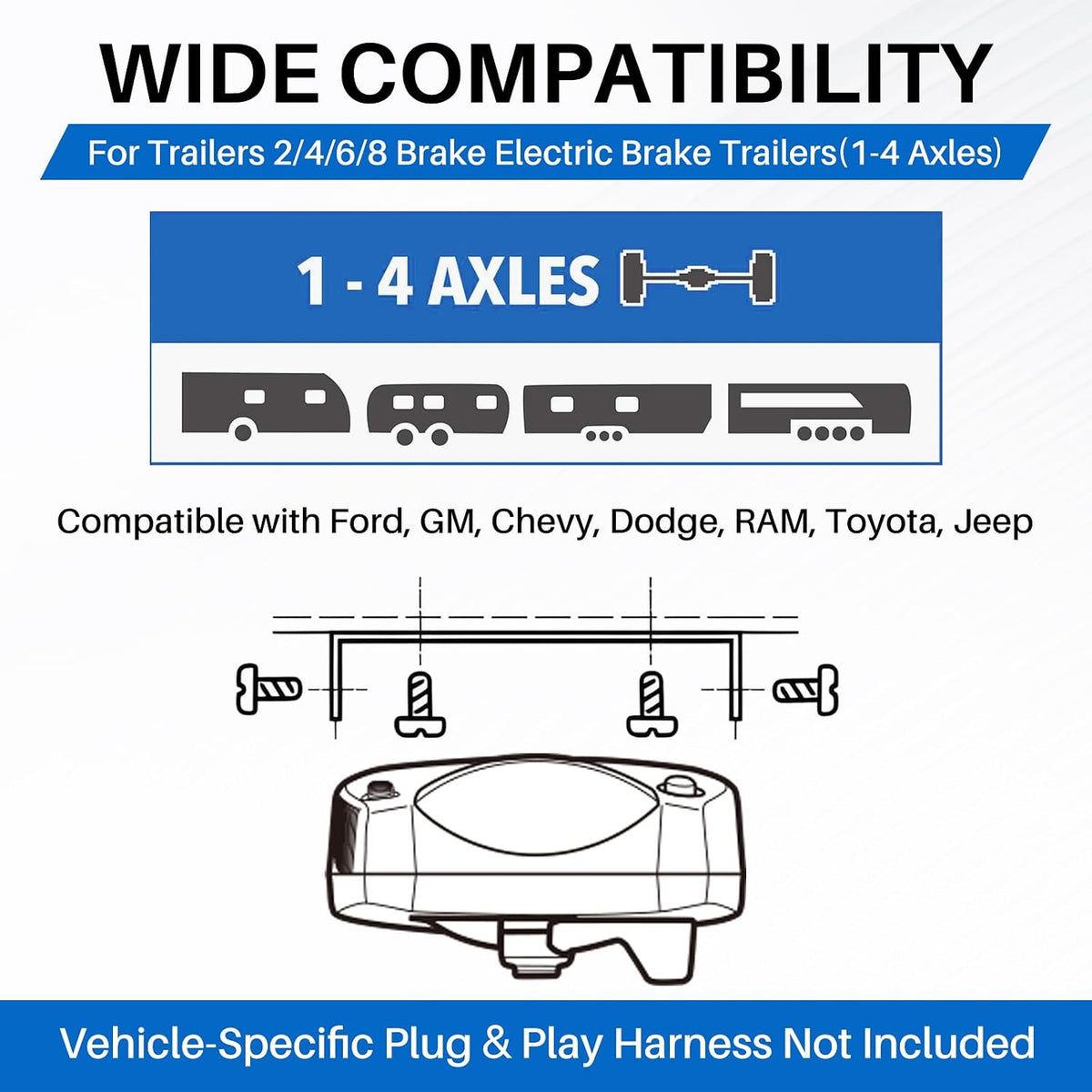 90885 Proportional Trailer Brake Controller Kit for 1-4 Axles
