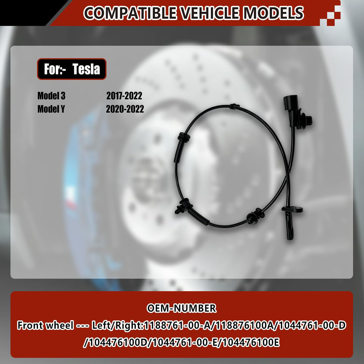 ABS Wheel Speed Sensor 1PCS, Front Wheel Speed Sensors Replacement