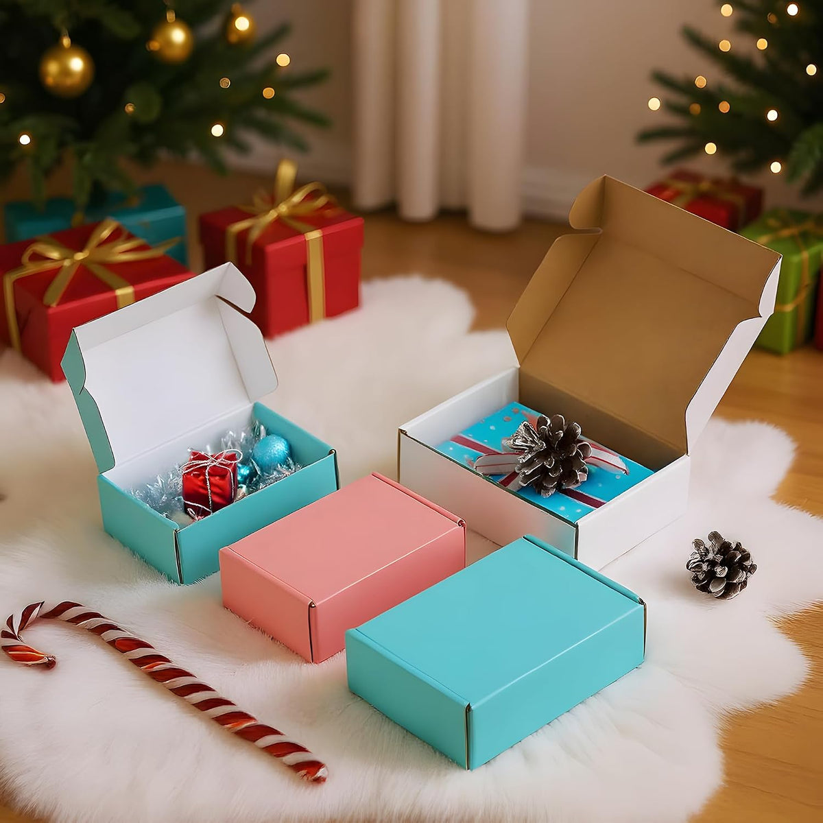 50 Pack of 6x4x2 Inches Small Shipping Boxes, Durable Corrugated Cardboard Boxes for Shipping, Gift, Mailing and