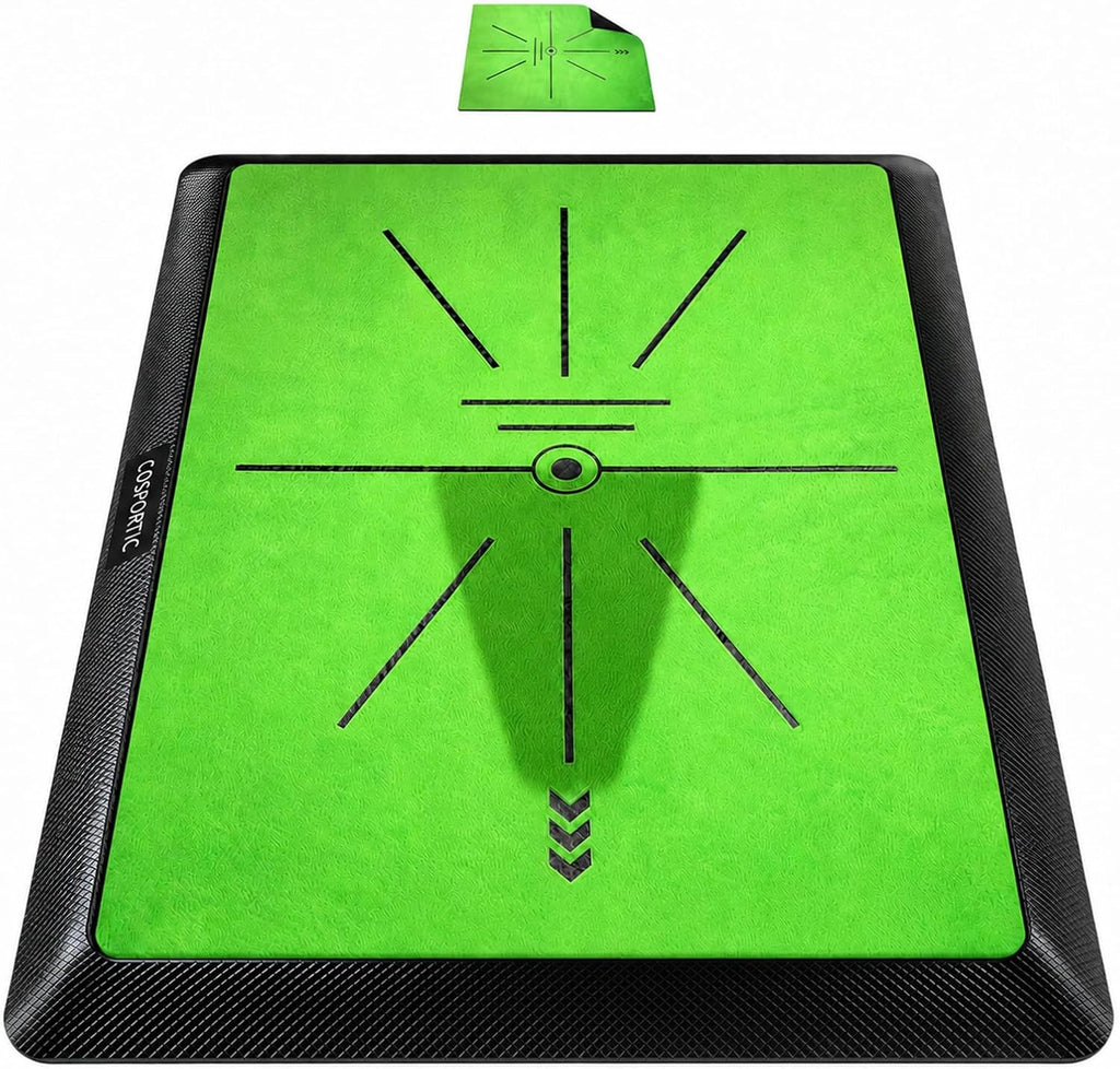 COSPOPTIC Golf Hitting Mat with Swing Path Feedback, Heavy-Duty Rubber Base Anti-Slip Golf Training Mat, Extra