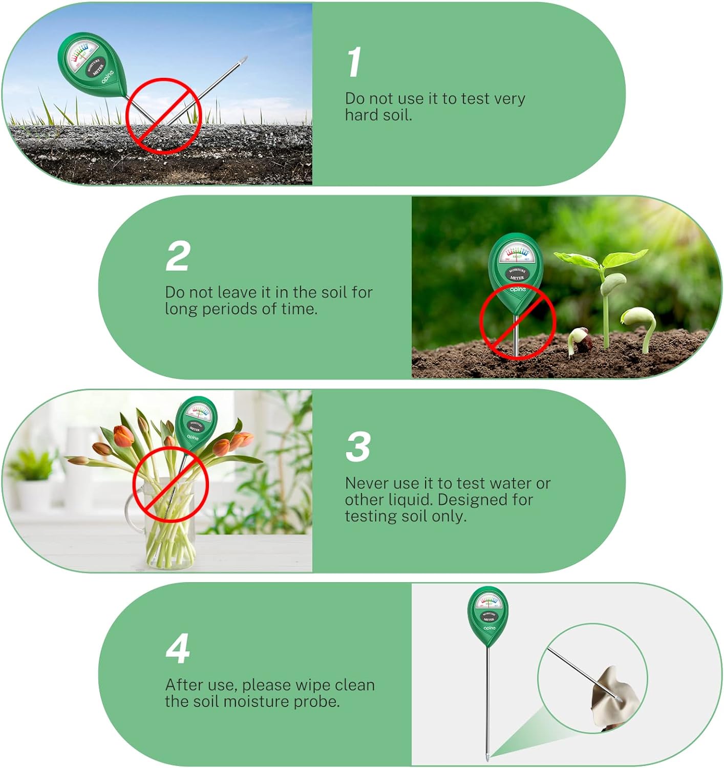 Soil Moisture Meter,Plants Moisture Meter,Plant Water Meter for Indoor/Outdoor Plants,Hydrometer for Plants（Green）