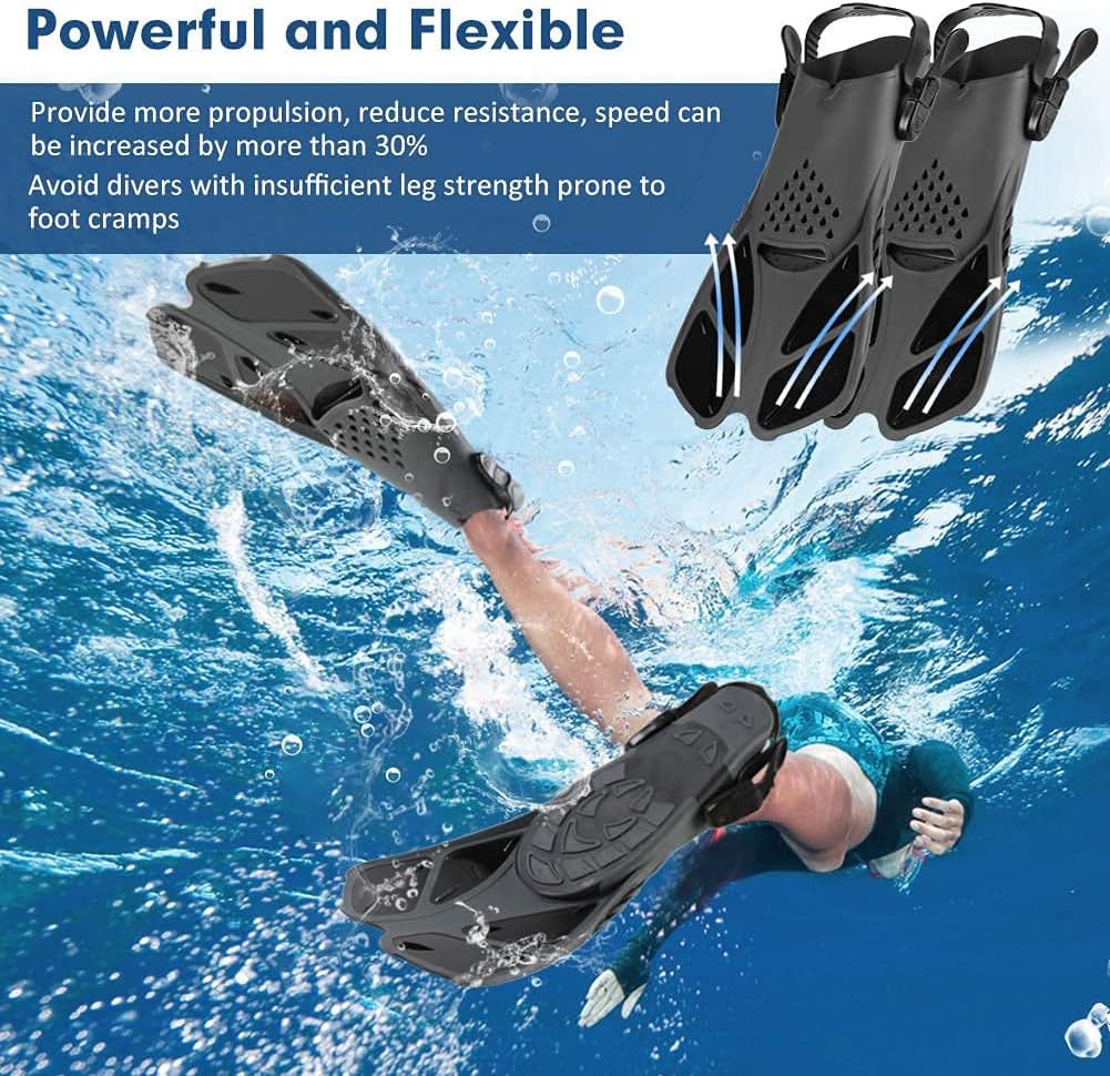 Swim Fins Snorkel Fins Snorkeling Gear Flippers for Swimming Short Diving Fins Travel Size with Mesh Bag Extra Fin