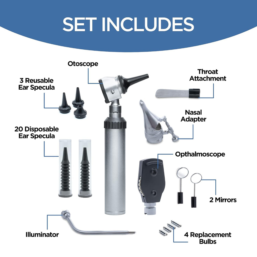 Otoscope Oph Diagnostic Set - 36 Piece Medical and Nursing Student Otoscope/Opthalmoscope Diagnostic Kit - with