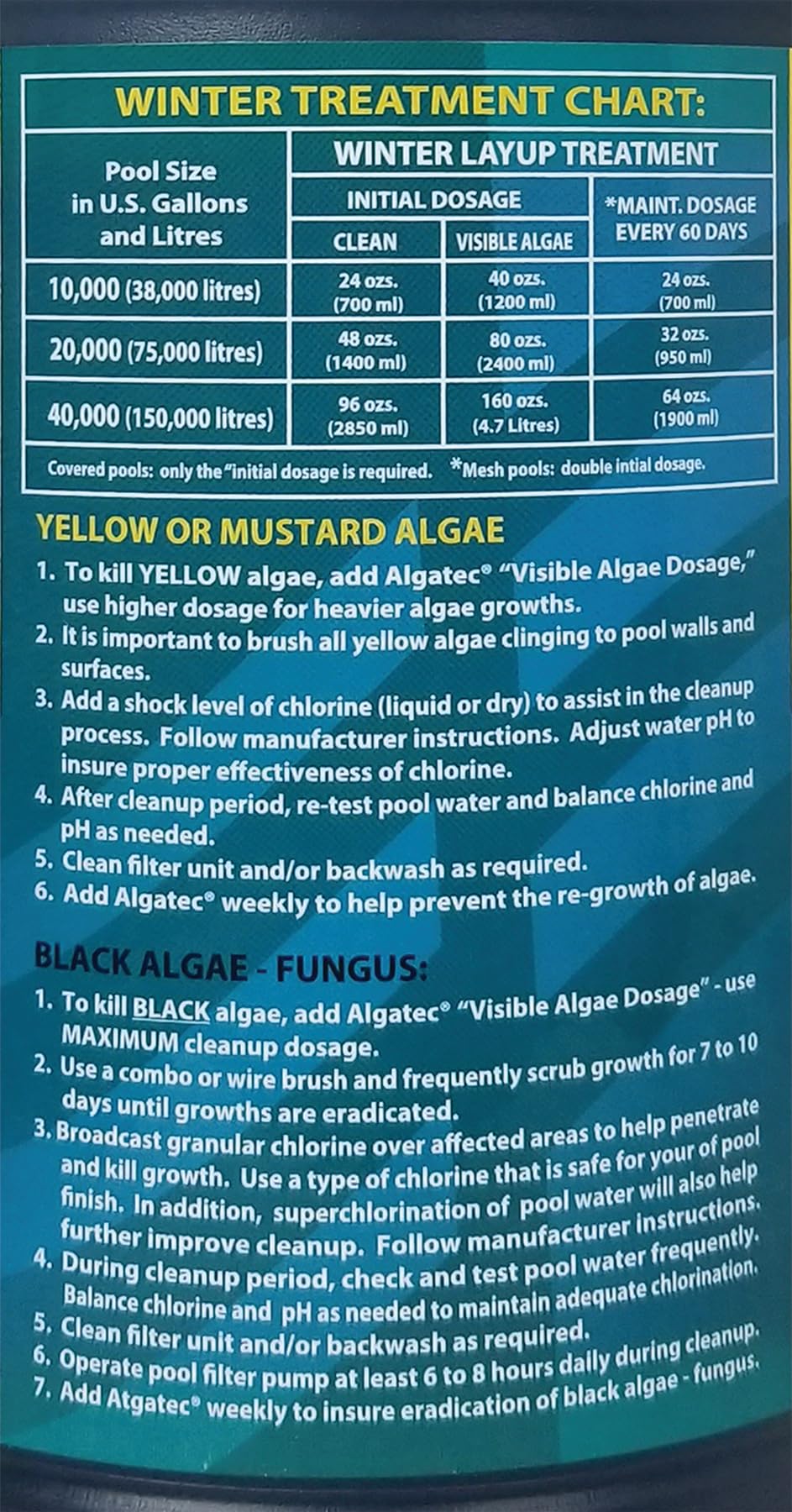 10064 Algatec Super Algaecide-Clarifier, 64 Fl. Oz Bottle