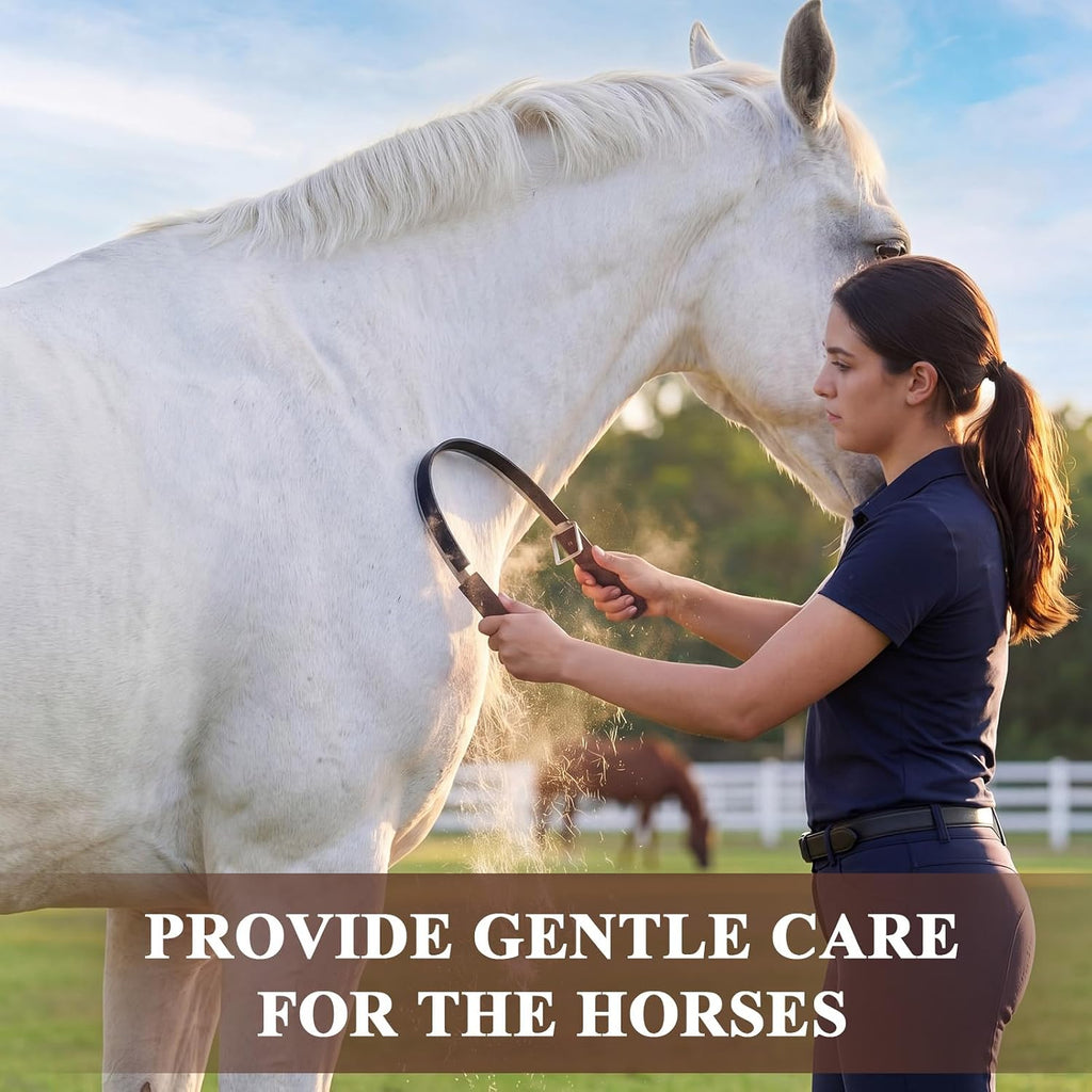 2 in 1 Horse Shedder Scraper with Rubber Edge Stainless Steel Horse Sweat Scraper Metal Dual Sided Equine Deshedding